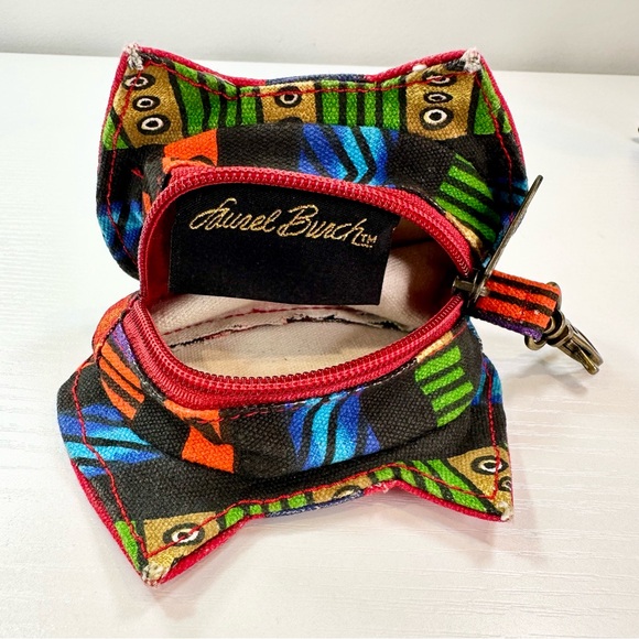 Laurel Burch Canvas Colorful Cat Face Change Purse - Picture 5 of 13